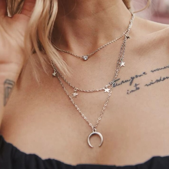 Urban Outfitters Jewelry - cute silver boho moon layered necklace